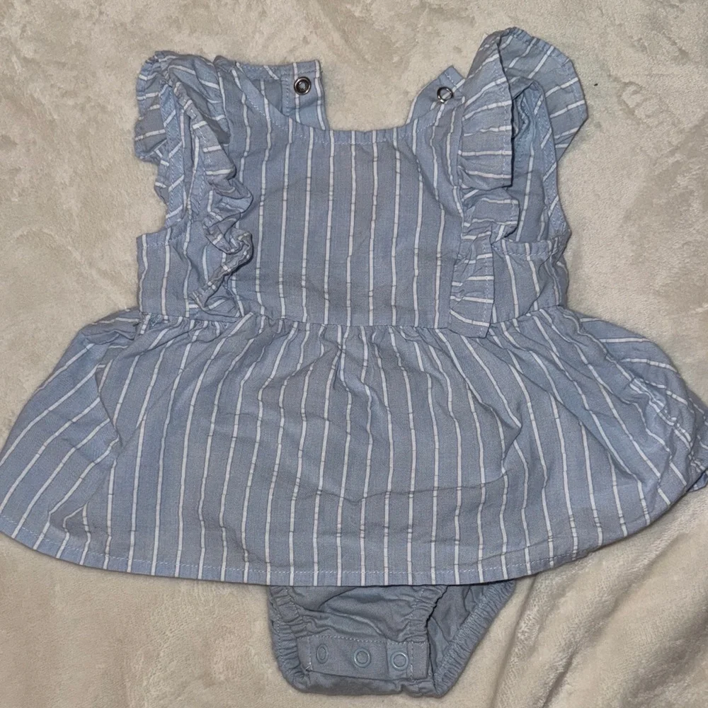 Carter's Light Blue Striped Ruffle Diaper Cover